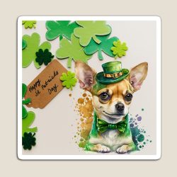 Chihuahua St Patrick day magnet